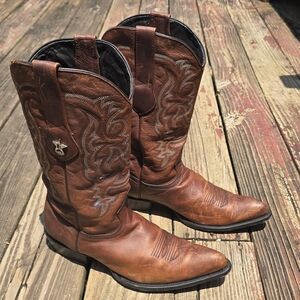 Los Altos Mens Brown Leather Boots, 9.5EE
